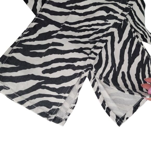 Lioness Alabama Zebra High-Waisted Split Leg Jeans Small - Picture 6 of 13
